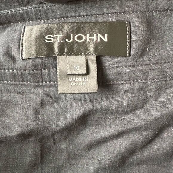 St. John’s Women’s Cut Black Cotton Shark Hem Midi High Waisted Skirt Size 10 - Picture 5 of 8